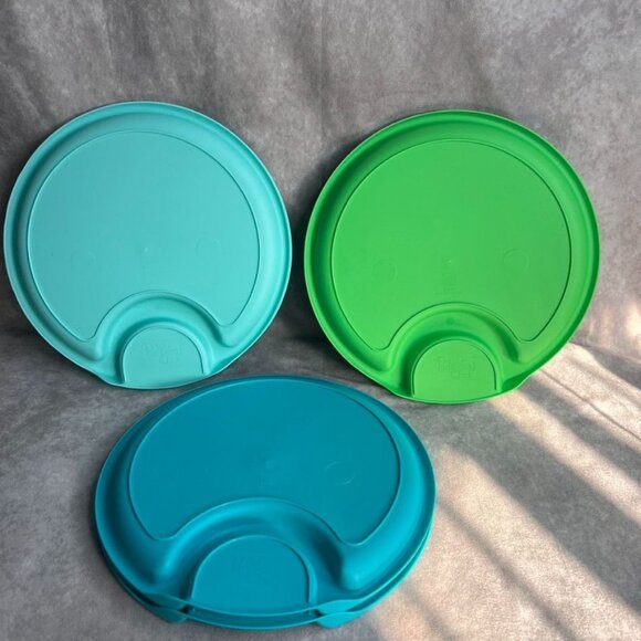 Pampered Chef Outdoor Party Plates 10" Divided Picnic Plastic #2823 Set of 6 - Picture 2 of 7